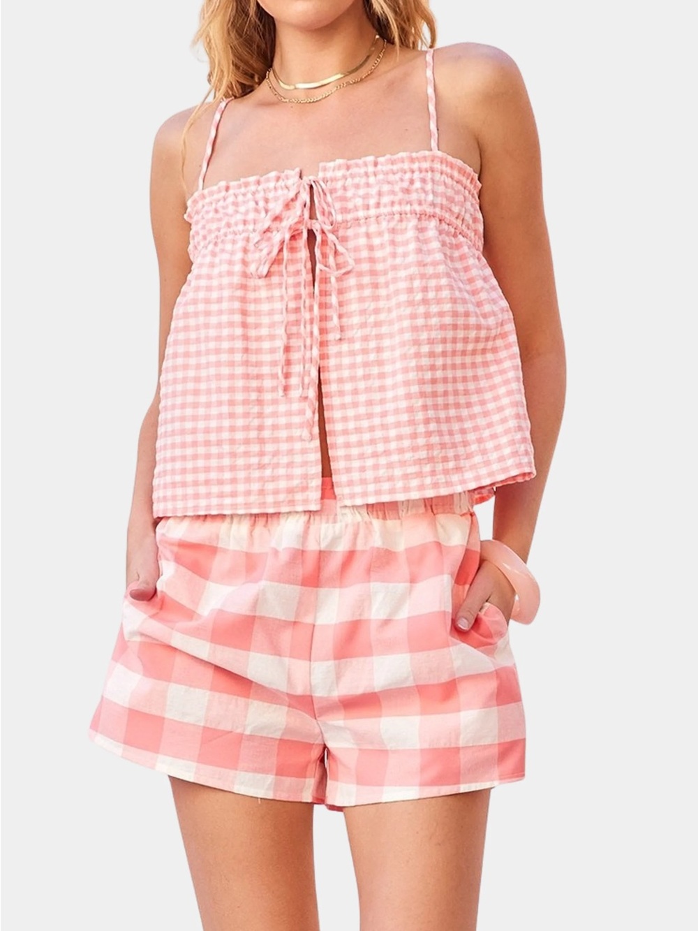Hausen Pink Gingham Women's Set